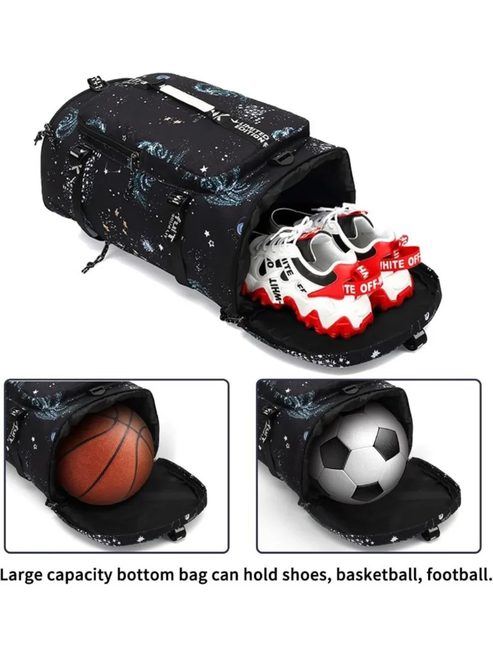 Versatile Waterproof Gym Duffel Backpack with Shoe Compartment & 4 Carry Styles